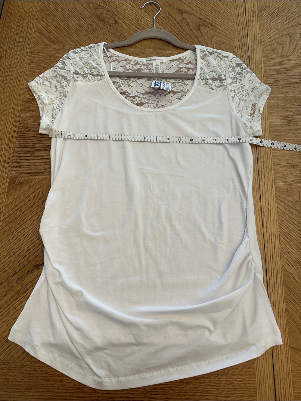 White Lace Sleeve Scoop Neck Tee